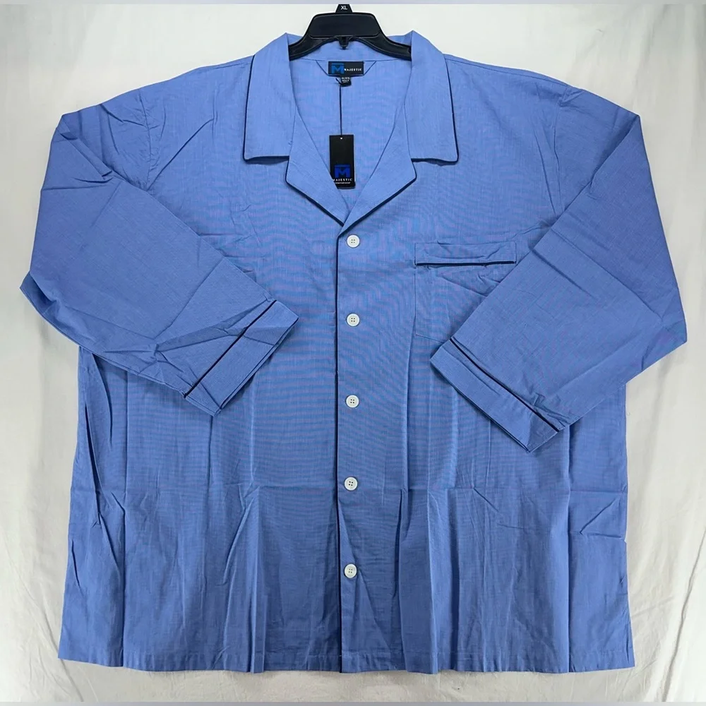 Majestic International Blue‎ Cotton Long Sleeve Pajama Set Men’s Size 3X NEW